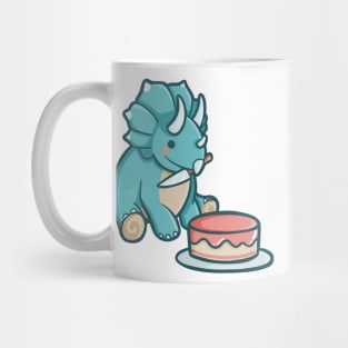 Cute Triceratops with cake, Dino, Dinosaur Mug